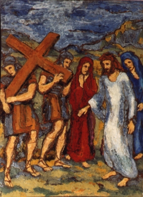 Jesus nimmt das Kreuz auf seinen Schultern