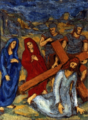 Jesus fällt zum ersten Mal unter dem Kreuz