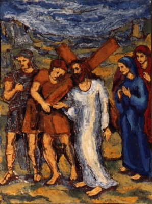 Simon von Zyrene hilft Jesus das Kreuz tragen