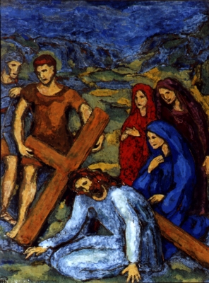 Jesus fällt zum zweiten mal unter dem Kreuz